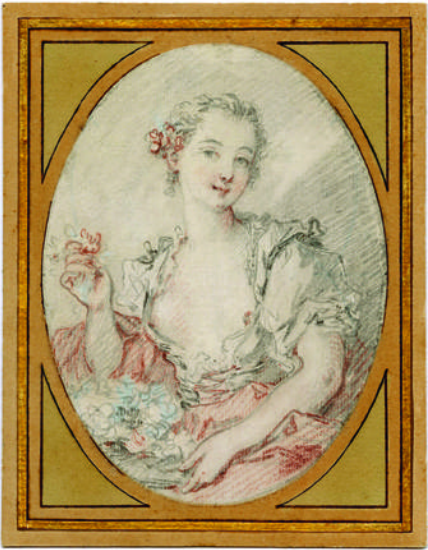 Girl with a basket of flowers