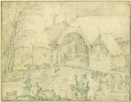 Peasants in front of a barn